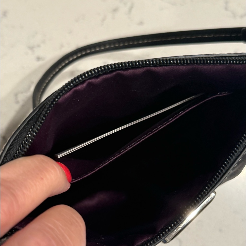 COACH Black Leather Pleated Wristlet - Picture 5 of 10